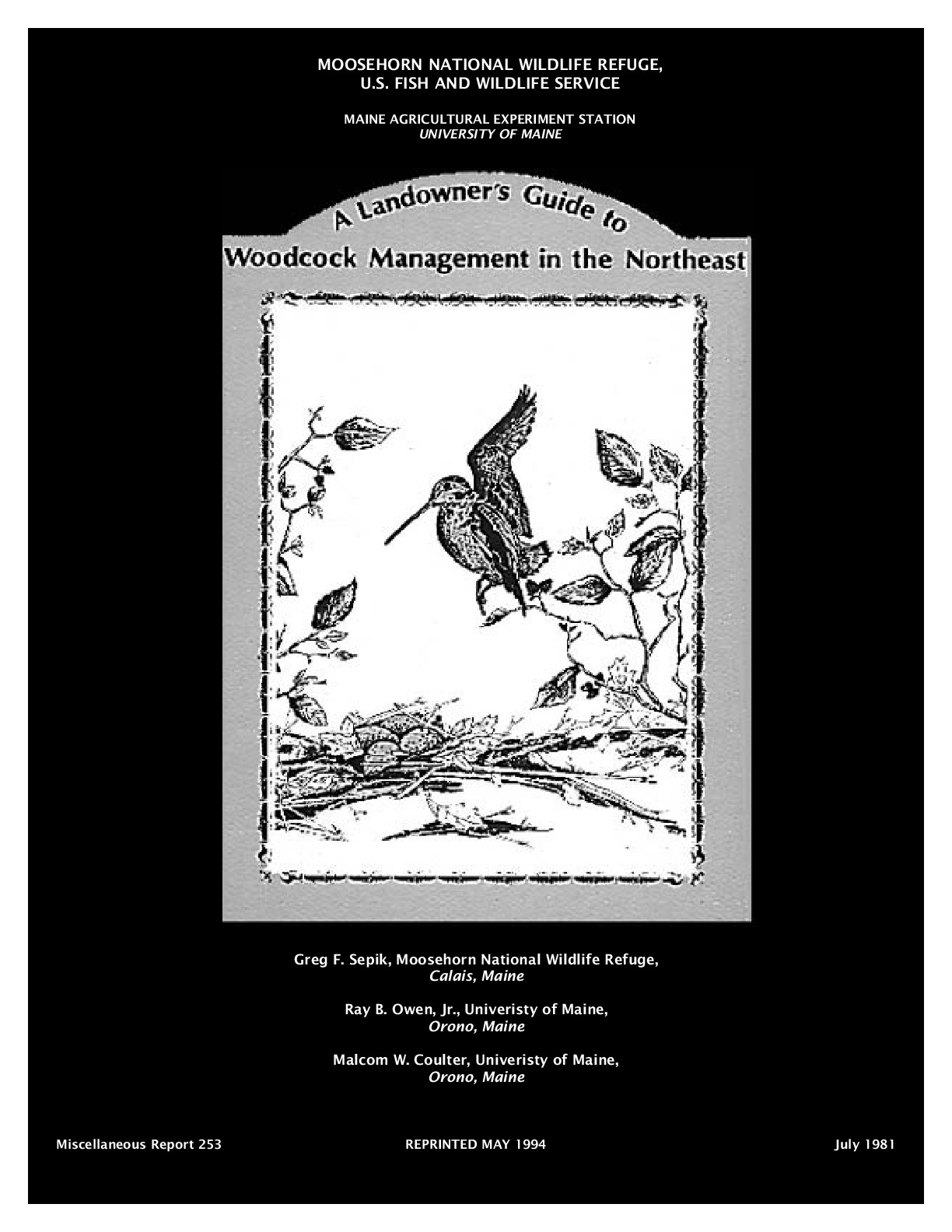 A Landowner's Guide to Woodcock Management in the Northeast